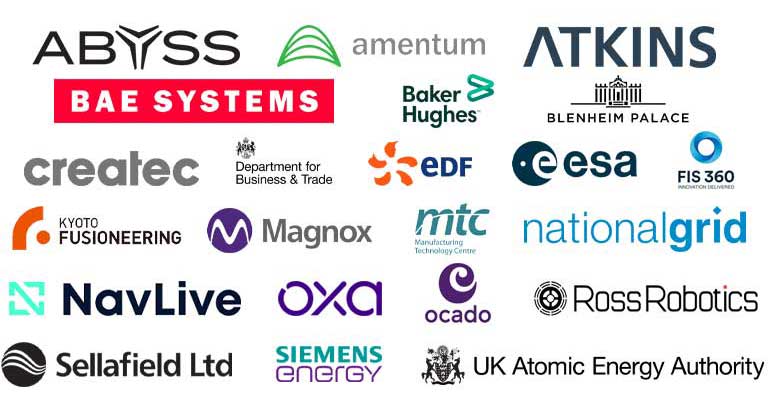 Partner logos, as described in the drop down, such as Amentum and National Grid.